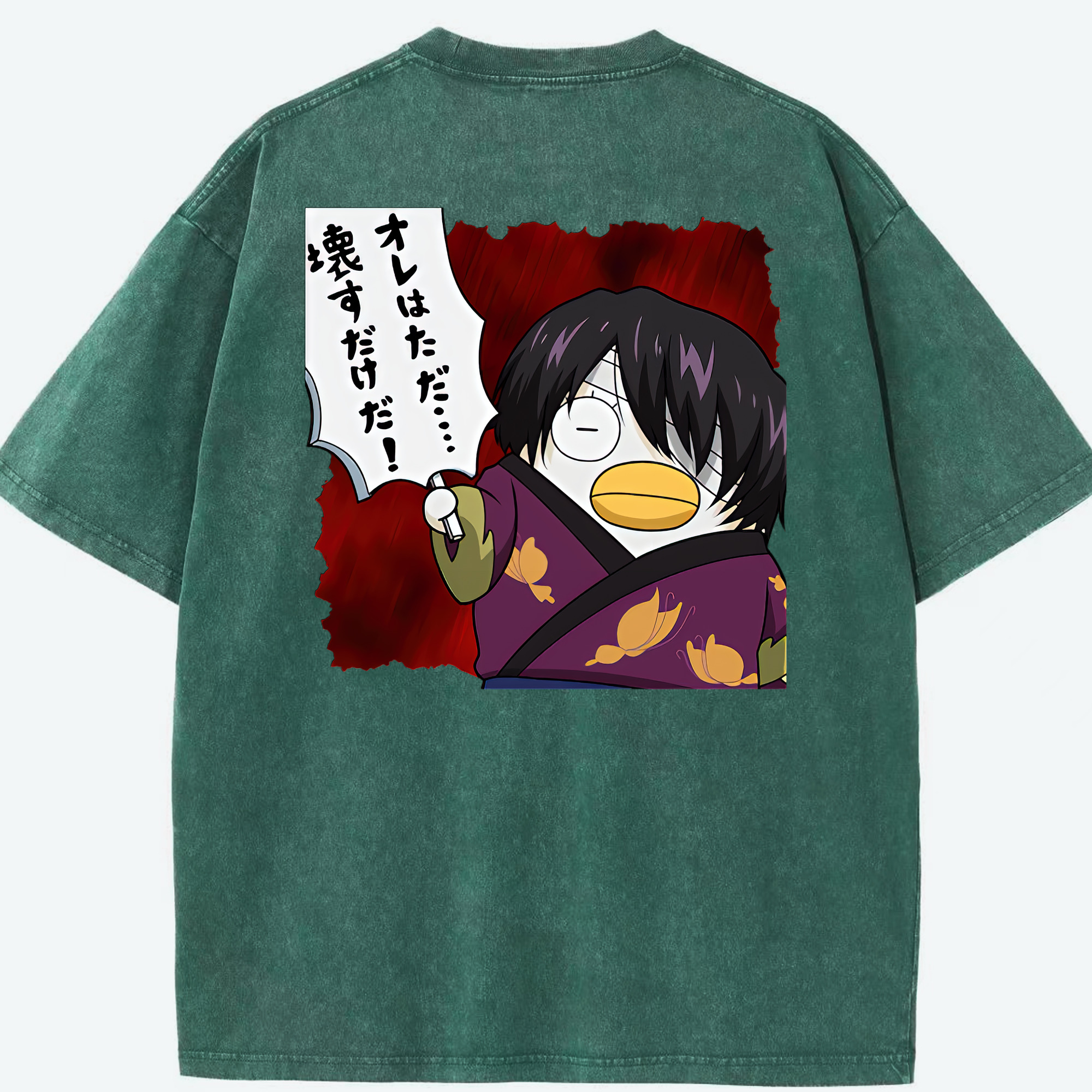 （画像用） ぎんたま 坂田銀時（さかたぎんとき） 神楽 志村新八（しむら しんぱち） GINTAMA Sakata Gintoki Kagura Shimura Shinpachi 綿100% ヴィンテージ風 半袖Tシャツ（背面プリント）